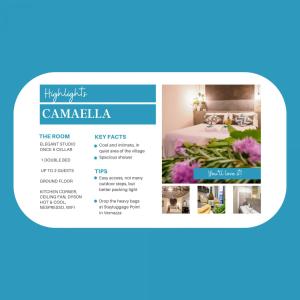 een website voor een hotelkamer met paarse bloemen bij Camaella Luxury Studio in Vernazza
