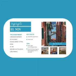 une capture d'écran d'un téléphone portable affichant le site web d'un hôtel dans l'établissement El Nin Apartment with Terrace & AC, à Vernazza