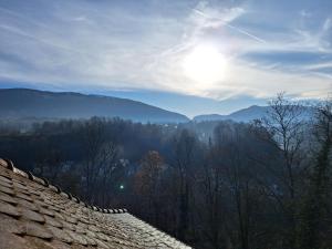 a view of the mountains from the top of a roof at L'Appart' du Château - Annecy 15 min in Alby +10 photos