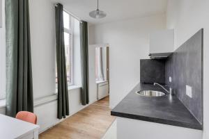 a kitchen with a sink and a counter top at Azur 2 - Gare de Roubaix in Roubaix +6 photos
