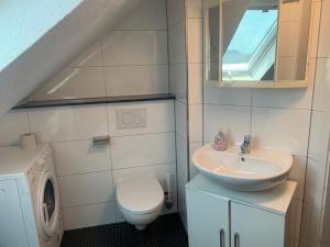 ein kleines Badezimmer mit Waschbecken und Toilette in der Unterkunft GMA Apartment H26 in Mahlberg