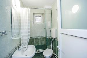a bathroom with a toilet and a sink at Casa Andrea in Otopeni +59 photos