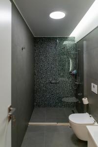 un bagno con doccia e WC di Enalis Studios & Apartments a Karfás Altre 42 foto
