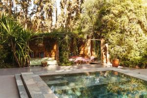 Oasis Garden Marrakech في مراكش: مسبح في ساحه فيها اشجار