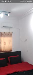 a bedroom with a red bed and a window at Short Let Apartments in Lagos Business School Lekki Ajah in Lekki +13 photos