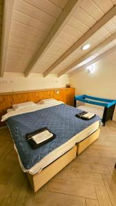 ein Schlafzimmer mit einem großen Bett in einem Zimmer in der Unterkunft Nuriel Fruit & Guest House in Sheʼar Yashuv