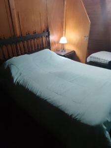 En eller flere senge i et værelse på Cabaña en Playa Paso de la Patria