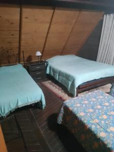 En eller flere senge i et værelse på Cabaña en Playa Paso de la Patria