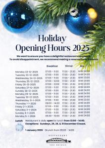 ein Kalender mit Feiertagsöffnungszeiten und einem Weihnachtsbaum in der Unterkunft Novotel Rotterdam Brainpark in Rotterdam