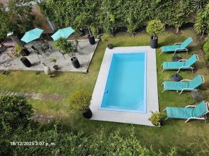 an overhead view of a swimming pool in a yard at Rivero 520 in Arequipa