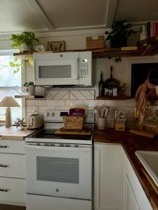 Kuchyň nebo kuchyňský kout v ubytování The Wing - luxurious king suite tiny studio home!