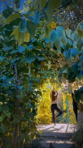 een vrouw doet yoga in een park bij The Artist's Farm in Dhiyeliótika +102 foto's