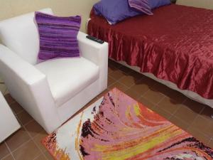 蒙得维的亚Palermo Candombe House的客厅配有椅子和床