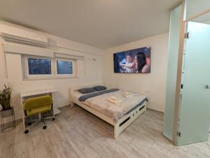 Μια τηλεόραση ή/και κέντρο ψυχαγωγίας στο Cozy Studio w King-Size Bed