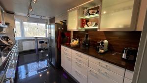 Kuchyň nebo kuchyňský kout v ubytování Möblierte Wohnung mit Panoramablick auf Köln