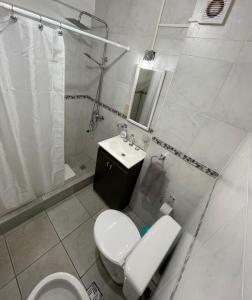 un bagno con wc, lavandino e doccia di Altos Jujuy 2 a San Salvador de Jujuy
