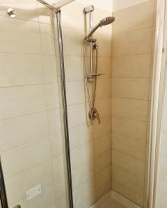 a shower in a bathroom with a glass door at La Magia del Borgo in Genzano di Roma +10 photos