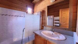 een badkamer met een wastafel en een spiegel bij Chalets à Saint Jean d'Aulps - Chalet MB MAE-4101 in Saint-Jean-dʼAulps +23 foto's