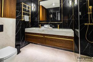 a bathroom with a sink and a toilet at TatryTop Giewont House Wellness in Kościelisko