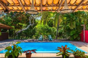 a swimming pool in a yard with plants at Pousada Arraial dos Sonhos in Arraial d'Ajuda