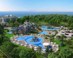 an aerial view of a large water park at Family Hotel Electra in Pomorie