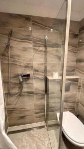 un bagno con doccia e WC di Chouette t2 Aiguebelle a Randens