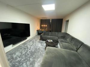 un soggiorno con divano e TV a schermo piatto di Spacious Cosy Apartment a Søborg