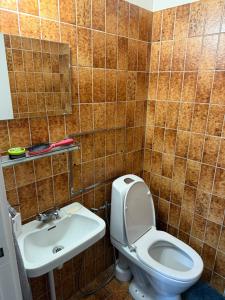 un bagno con un water e un lavandino di Spacious Cosy Apartment a Søborg