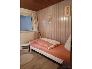een klein bed in een kamer met een raam bij Haldenhäusle Black Forest in Oberschwärzenbach +32 foto's