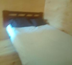 una camera da letto con due letti con cuscini blu di Cabañas a Quemchi