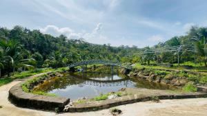 a bridge over a river in a park at Thiên Vy Homestay in Phu Quoc