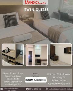 a collage of pictures of a hotel room with two beds at Mango Suites - Angeles in Angeles