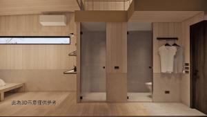 a room with a closet with a white shirt in it at Zu Sin Garden B&B in Renai