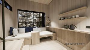 a room with a white bench and a window at Zu Sin Garden B&B in Renai +131 photos