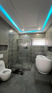Et badeværelse på Goosebumps Luxury Homes & Apt