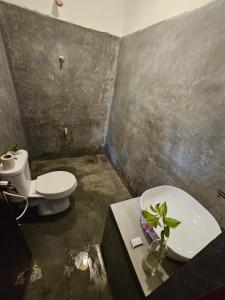 een badkamer met een toilet, een wastafel en een wastafel bij Charitha Rest in Ampara +90 foto's
