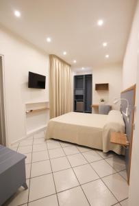 a bedroom with a large bed and a tv at Villa Nicadè in Corbara