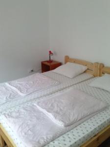 two beds sitting next to each other in a room at Guesthouse Daniel in Oradea
