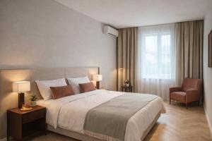 Postel nebo postele na pokoji v ubytování Premium Art Deco Loft