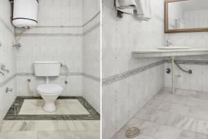 - deux photos d'une salle de bains avec toilettes et lavabo dans l'établissement 4Everstay Grand Luxury Sambhala Premium Rooms Free Parking & Wifi !!! Top Rated & Best Selling Hotel In Manali, à Manali 35 autres photos