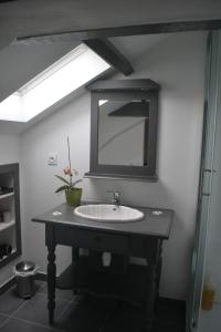 ein Badezimmer mit Waschbecken und Spiegel in der Unterkunft Chambre spacieuse proche du centre ville in Villefranche-de-Rouergue + 4 Fotos