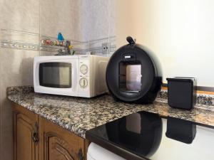a microwave sitting on top of a kitchen counter at Apartamento Nayara in Alcañiz