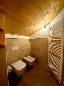 ein Badezimmer mit Toilette und Waschbecken in der Unterkunft Hotel Ambassador Bormio in Bormio