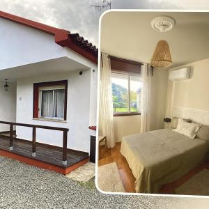 En eller flere senge i et værelse på Casa Rustica A Gorgoriña