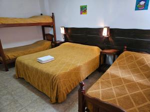 twee bedden in een kamer met twee stapelbedden bij La Salamanca in Salta +13 foto's
