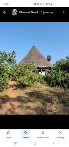 una foto di una casa con il tetto di paglia di Beyond Guest House ad Auroville