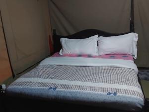 een bed met 2 kussens en een dekbed bij Humble Resort in Masai Mara