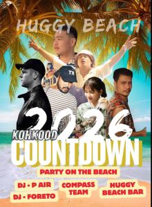 une affiche pour une fête sur la plage dans l'établissement Hill Station Hostel at Chor Chaba, à Ko Kood