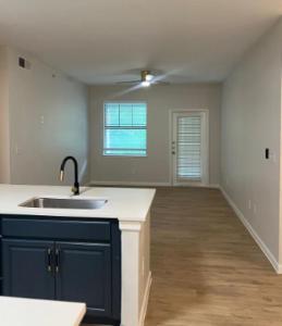 una cucina con un lavello e un piano di lavoro di Riata Apartments a Dallas