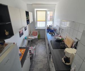 una piccola cucina con un lavello e un bancone di FeWo-Kerstin, Malchin a Malchin